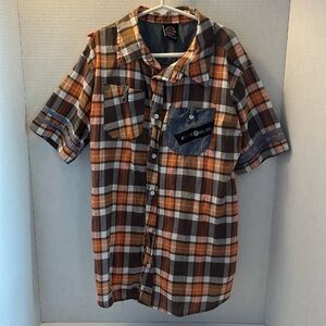 New York Enyce orange plaid collard shirt size 14